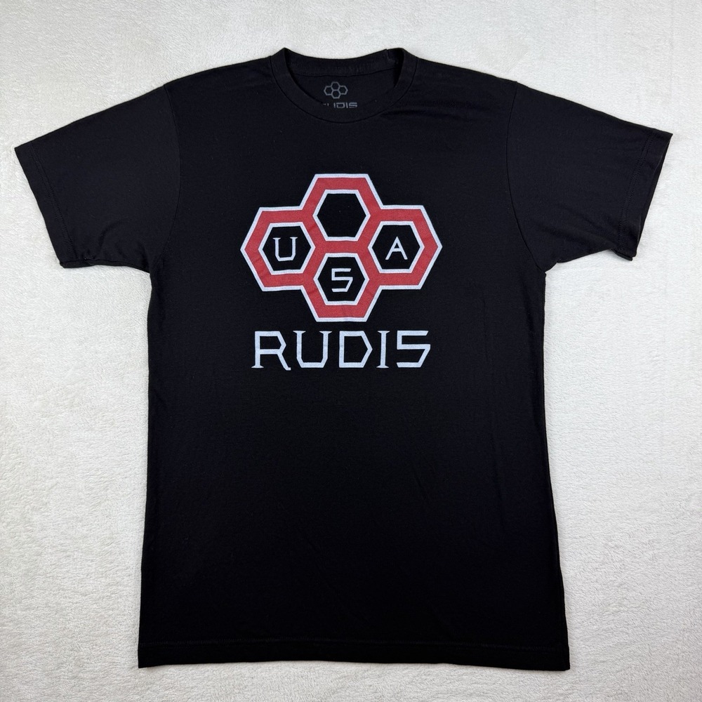 Rudis USA Honeycomb Wrestling Black T-shirt Short Sleeve Mens Size Medium